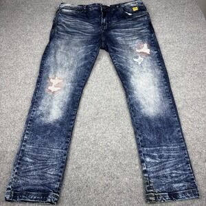 Born Fly Jeans Mens 40x33 Dark Wash Straight Leg Streetwear Y2K Distressed Denim